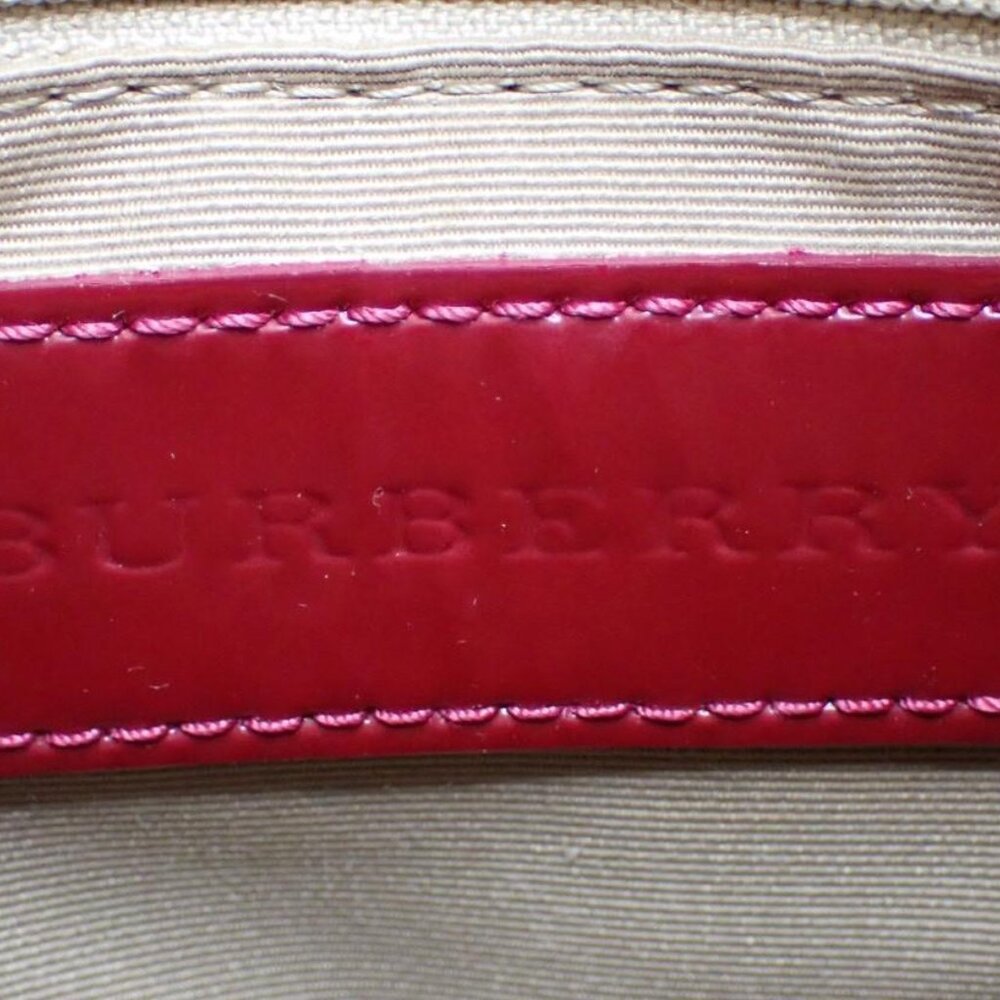 Burberry Haymarket Check Handbag – Red Patent Trim - Picture 11 of 14